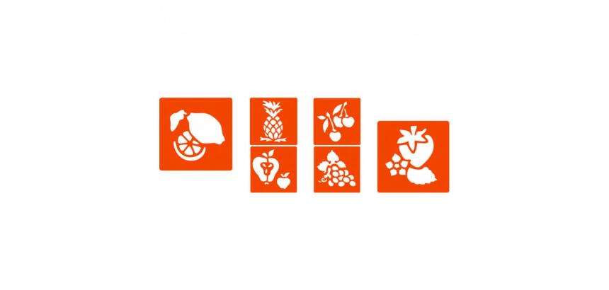 Pochoirs graine creative a dessiner fruits plastiques    lavables 6 unites assortis