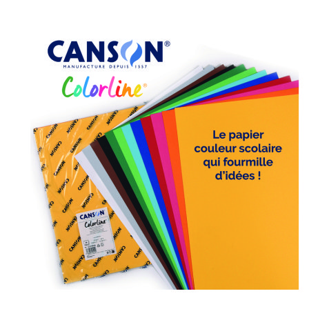 Papier dessin colorline canson 1 face grainee 1 face  lisse 50x65 cm 150g coloris   assortis 25 feuilles