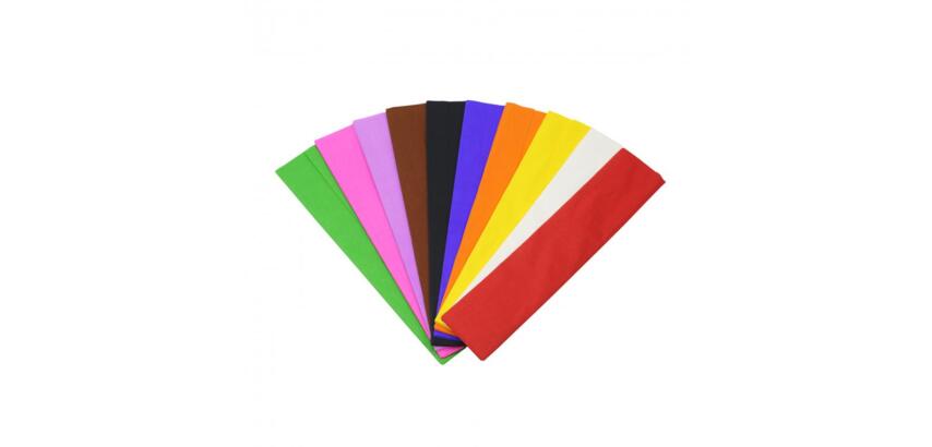 Papier crepon o'color crepage 40% 50x200cm 10 coloris       assortis paquet 10f