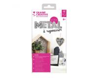 Pochette feuilles aluminium metal a repousser graine      creative 30x16cm 10 feuilles  coloris argent