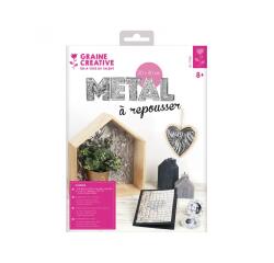 Pochette feuilles aluminium metal a repousser graine      creative 40x30cm 10 feuilles  coloris argent