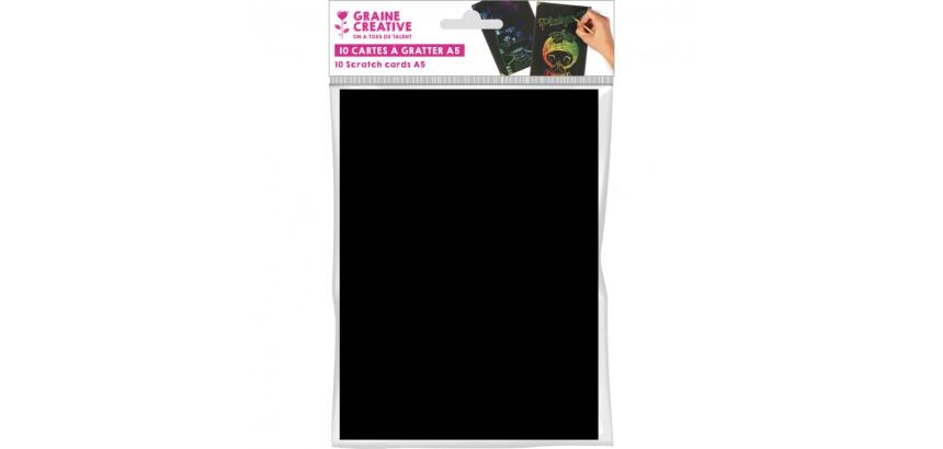 Pochette cartes a gratter noir sans batonnet graine     creative 15x21 cm 10 unites   noir sur fond arc en ciel