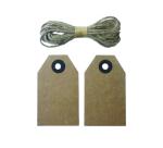 Lot etiquettes kraft graine creative 4x8 cm avec ficelle  de jute 20 unites