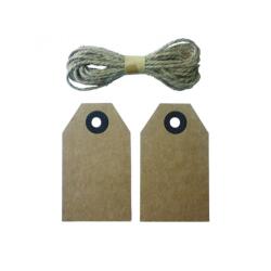 Lot etiquettes kraft graine creative 4x8 cm avec ficelle  de jute 20 unites