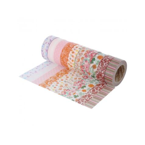 Ruban adhesif innspiro fantaisie decor floral        15mmx10m lot de 10 unites