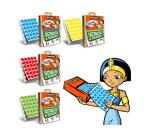 Gommette geometrique cleopatre diam 18mm 4 coloris assortis ecopack de 4 boites  7200 gommettes + 4800 8mm