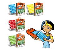 Gommette geometrique cleopatre diam 18mm 4 coloris assortis ecopack de 4 boites  7200 gommettes + 4800 8mm