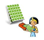 Recharge gommettes geometriques cleopatre 60f    1800 gommettes 18mm coloris   vert + 1200 gommettes rondes