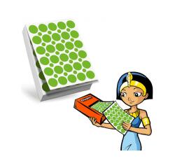 Recharge gommettes geometriques cleopatre 60f    1800 gommettes 18mm coloris   vert + 1200 gommettes rondes