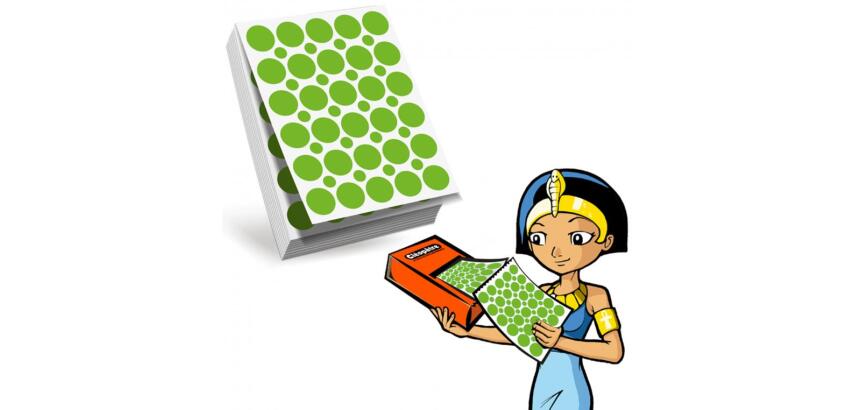 Recharge gommettes geometriques cleopatre 60f    1800 gommettes 18mm coloris   vert + 1200 gommettes rondes