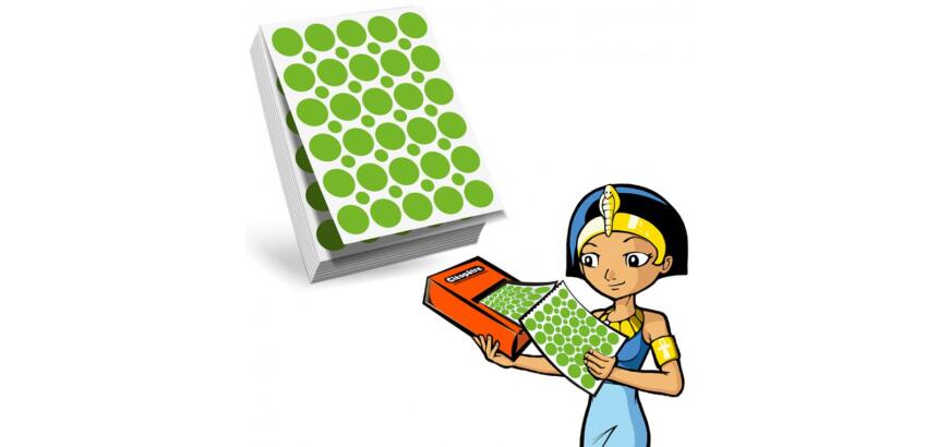 Recharge gommettes geometriques cleopatre 60f    1800 gommettes 18mm coloris   vert + 1200 gommettes rondes