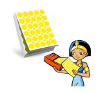 Recharge gommettes geometriques cleopatre 60f    1800 gommettes 18mm coloris   jaune + 1200 gommettes rondes