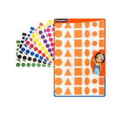 Gommette geometrique cleopatre repositionnable     planche a4 5 formes 8         couleurs assorties 2304