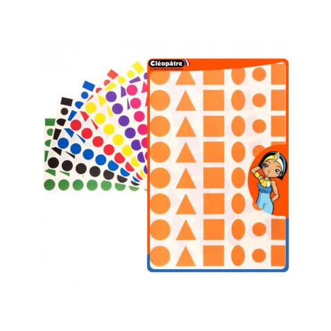 Gommette geometrique cleopatre repositionnable     planche a4 5 formes 8         couleurs assorties 2304