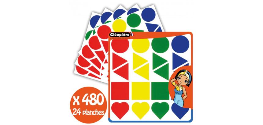 Gommette geometrique cleopatre maxi                repositionnable planche       21.6x21.6cm diam 45mm 4