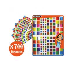 Gommette carree cleopatre metallisee a5 8 coloris       assortis  3 tailles assorties 9/14/18mm 744 gommettes