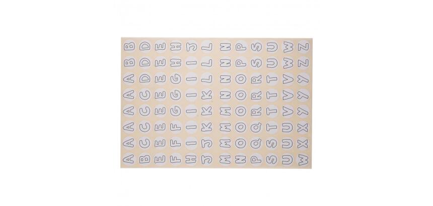 Gommette alphabet cleopatre 384 gommettes coloris blanc   pochette de 4 planches