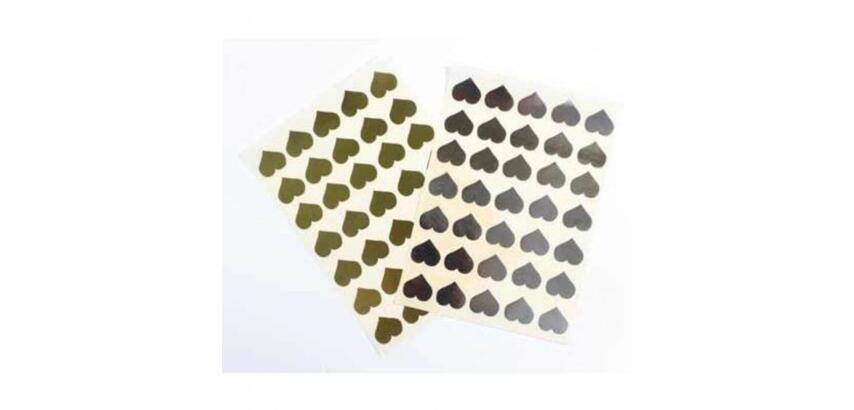 Gommette coeur cleopatre 25x25mm 210 gommettes coloris argent et or pochette de 4    planches