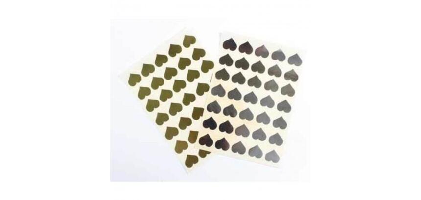 Gommette coeur cleopatre 25x25mm 210 gommettes coloris argent et or pochette de 4    planches