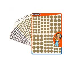 Gommette ronde cleopatre festive 3 tailles assorties   432 gommettes coloris or et   argent pochette de 4f