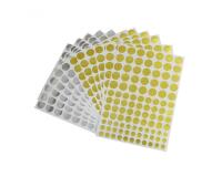Gommette ronde o color metal tailles assorties 2080        gommettes coloris or et       argent pochette de 8 planches