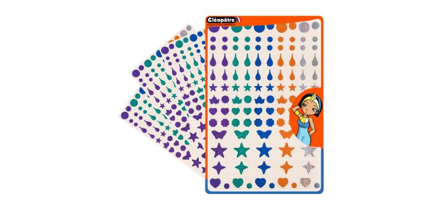 Gommette holographique cleopatre 6 formes 5 coloris  assortis pochette de 1150     gommettes