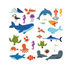 Gommettes animaux mer plage adhesif repositionnable       echenillees 40mm feuilles     predecoupees 240 gommettes