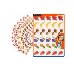 Gommette fantaisie cleopatre fruits 6 motifs 720 gommettes pochette de 24 planches a5