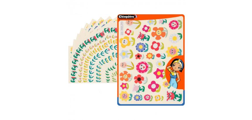 Gommette fantaisie cleopatre fleurs 6 motifs 720 gommettes pochette de 24 planches a5