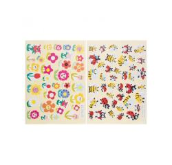 Gommette fantaisie cleopatre fleurs abeilles coccinelles   planche a5 720 gommettes      pochette de 20  planches
