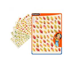 Gommette fantaisie cleopatre feuilles arbres               printemps/automne 4 motifs    1438 gommettes pochette de 24