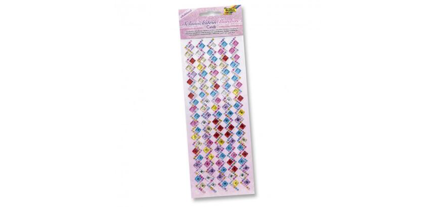 Lot bordures strass folia adhesive 25 cm 5 unites       coloris et formes assorties
