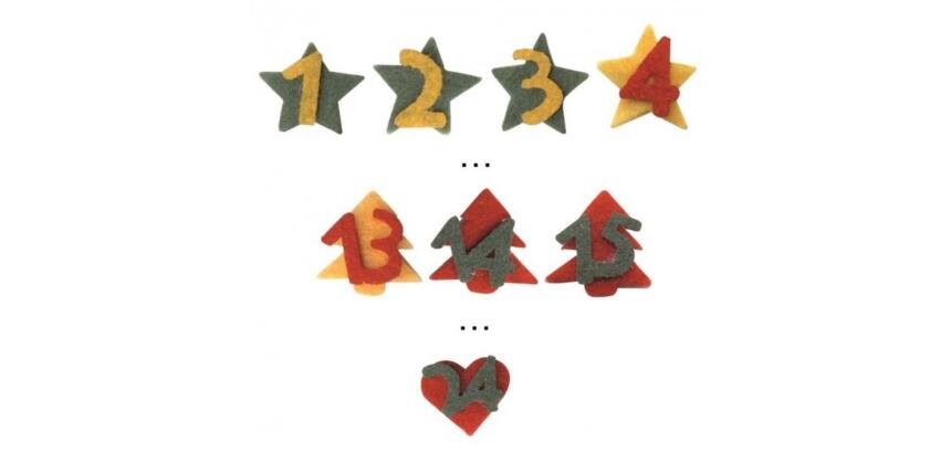 Calendrier de l avent graine creative noel chiffres en     feutrine adhesifs sachet de   24 pieces