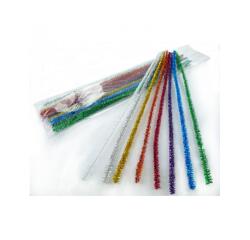 Chenille innspiro brins diametre  6mm longueur 30 cm  coloris scintillants irises   lot de 25 unites