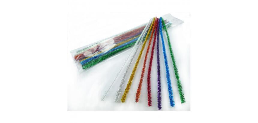 Chenille innspiro brins diametre  6mm longueur 30 cm  coloris scintillants irises   lot de 25 unites