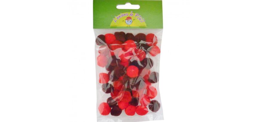 Pompons a la couleur graine creative 15 mm 45 pieces      coloris rouge