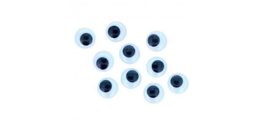 Yeux mobiles fontorpin ronds adhesifs diametre 15mm        coloris noir sachet de 48     unites