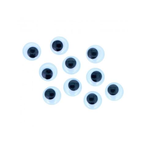 Yeux mobiles fontorpin ronds adhesifs diametre 15mm        coloris noir sachet de 48     unites