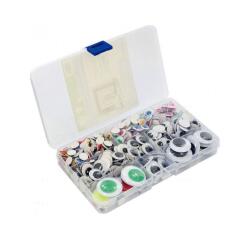 Yeux mobiles cleopatre adhesifs assortiment coffret  plastique de 500 unites
