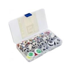 Yeux mobiles cleopatre adhesifs assortiment coffret  plastique de 500 unites