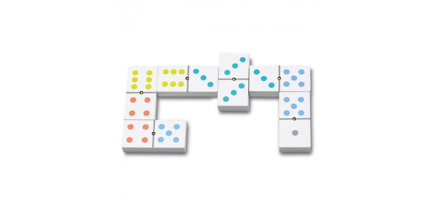 Jeu de 28 dominos cayro bois 2 a 4 joueurs coloris pastels