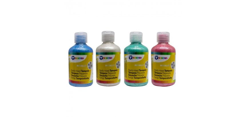 Gouache nacree tcolors prete a l emploi sechage rapide     flacons de 250 ml 4 unites    coloris assortis