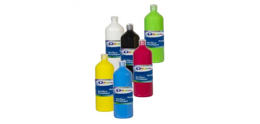 Peinture acrylique tcolors multisupports sechage rapide  500ml coloris cyan