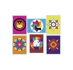 Lot de cartes autocollantes culture club a decorer motifs mandalas assortis format      19x15cm 6 unites