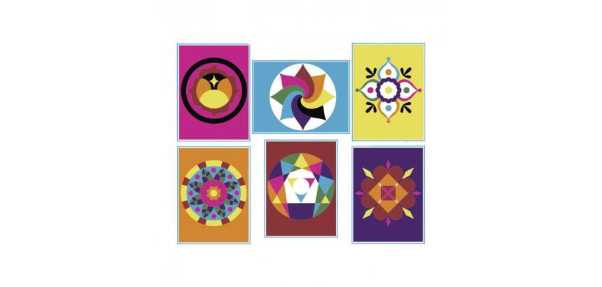 Lot de cartes autocollantes culture club a decorer motifs mandalas assortis format      19x15cm 6 unites