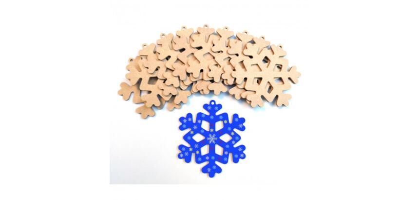 Lot de 10 etoiles de neige culture club en bois avec     trou de suspension            12.9x12.3cm coloris naturel