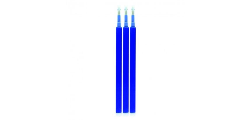 Lot recharges ulmann roller gel effacable 3 unites encre  bleue