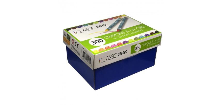 Classpack crayons cire economique ulmann 90 mm 300   unites coloris assortis