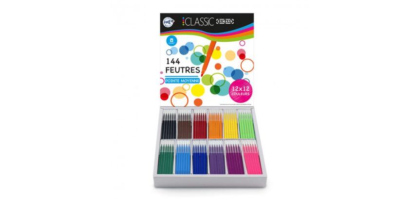 Classpack feutres de coloriage ulmann pointe       moyenne bloquee 144  unites   coloris assortis