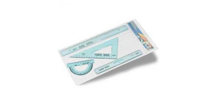 Set de traçage faibo  4 pi ces 1 regle 30 cm 1 regle  20 cm 1 equerre 1 rapporteur